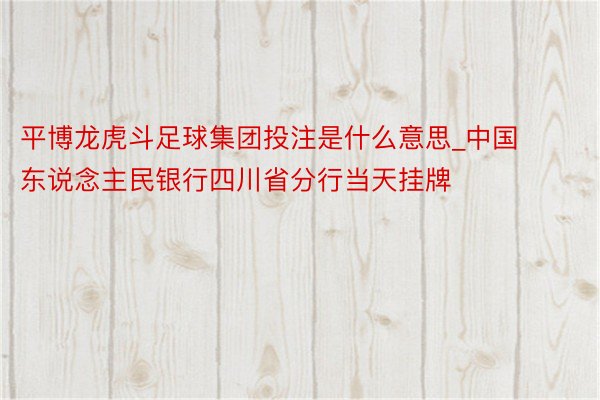 平博龙虎斗足球集团投注是什么意思_中国东说念主民银行四川省分行当天挂牌